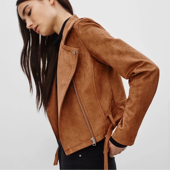 Aritzia Vegan Suede Moto Jacket with Removable Belt - Picture 2 of 4